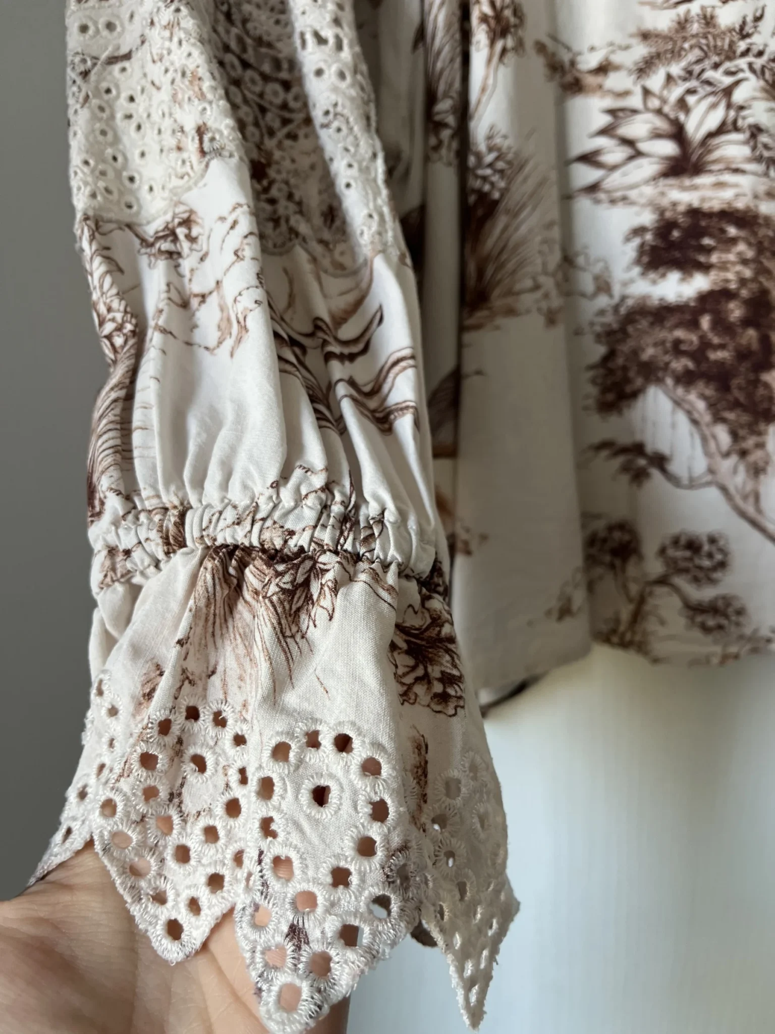 Image for Sandro brown and white lace and pattern blouse size 2