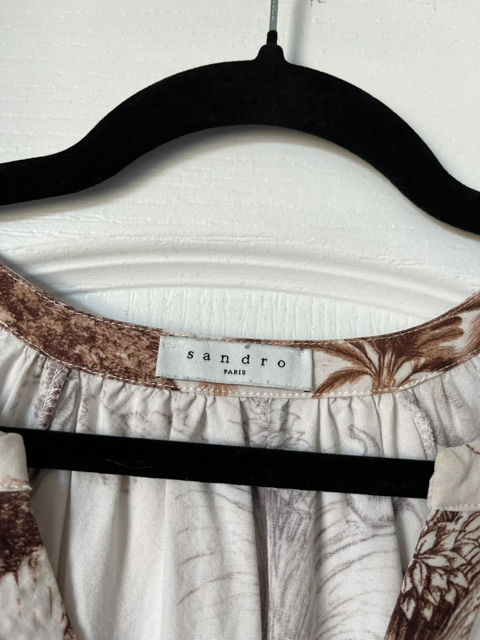 Image for Sandro brown and white lace and pattern blouse size 2
