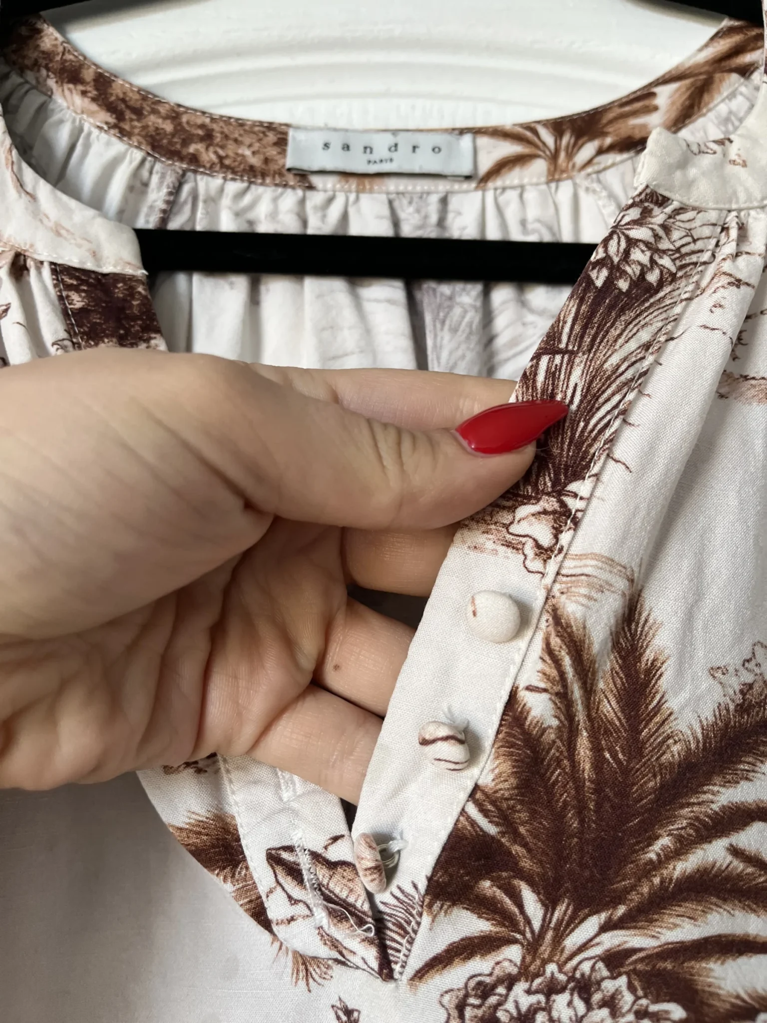 Image for Sandro brown and white lace and pattern blouse size 2