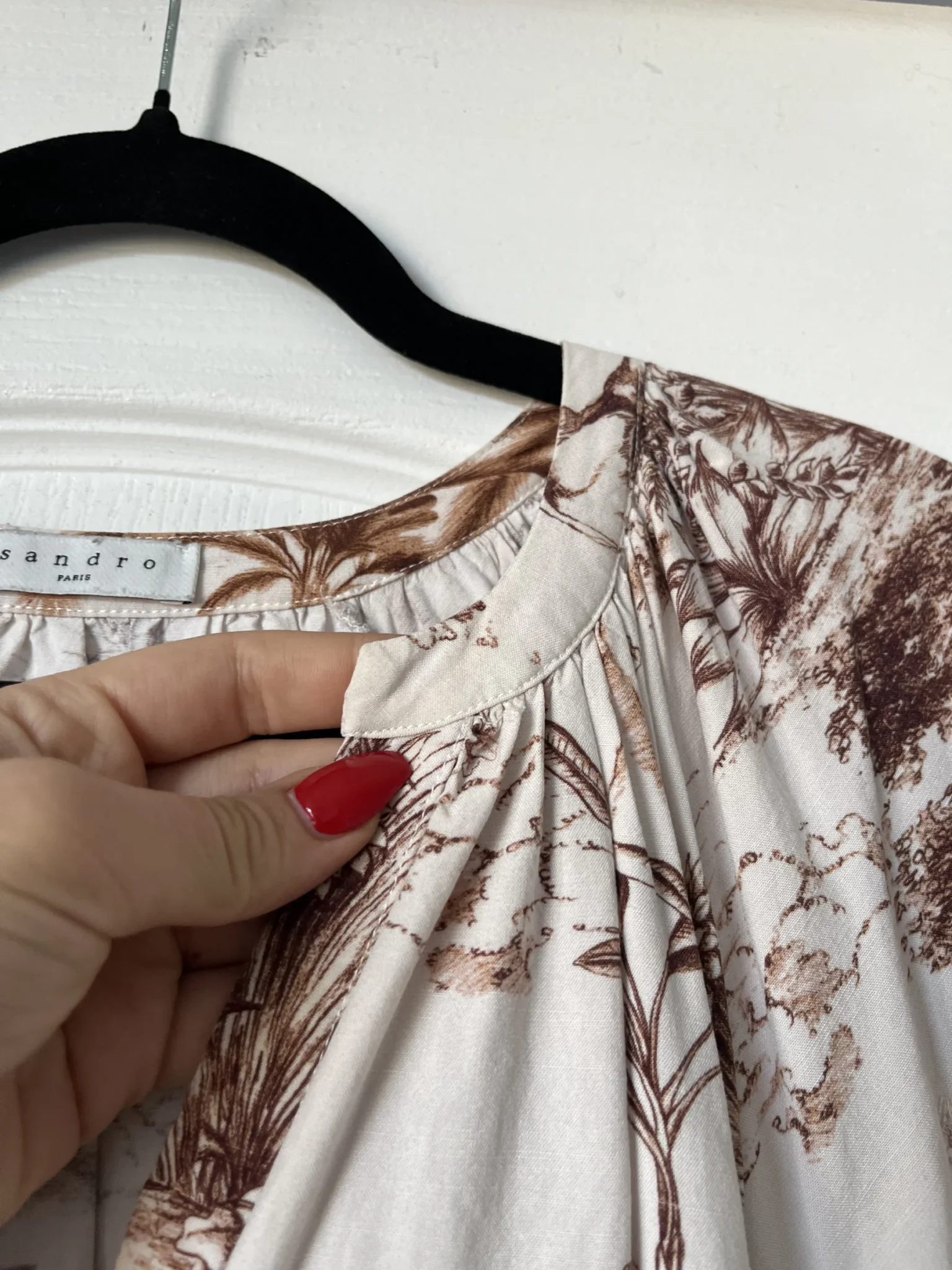 Image for Sandro brown and white lace and pattern blouse size 2