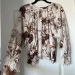 Thumbnail for Sandro brown and white lace and pattern blouse size 2