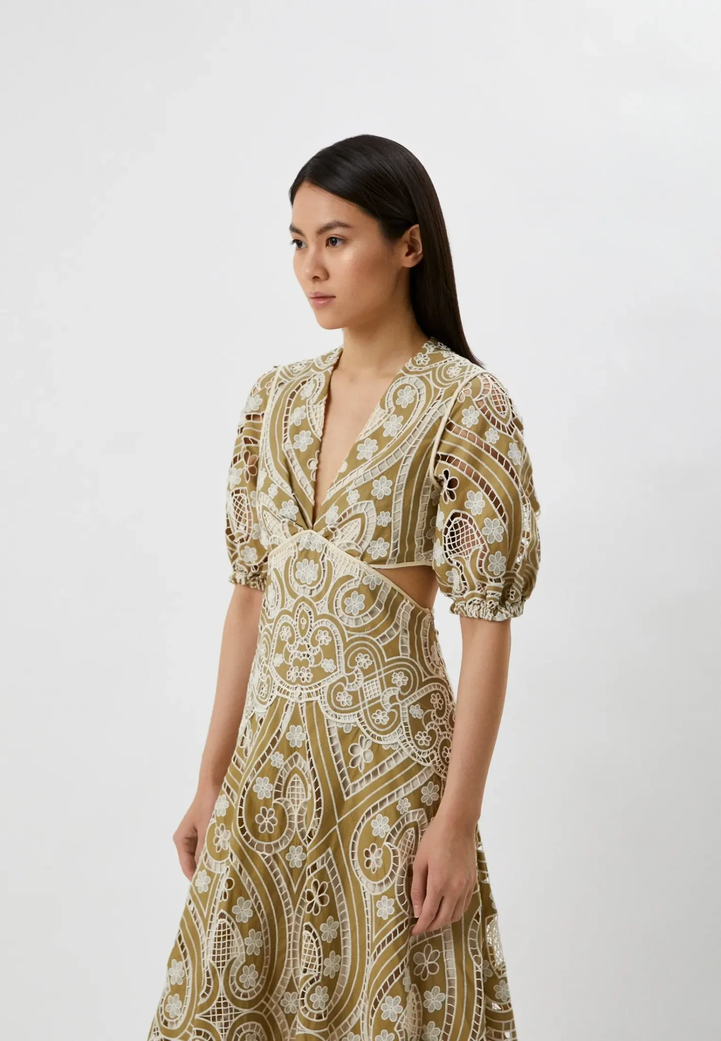Image for Sandro brown and beige lace dress size 38