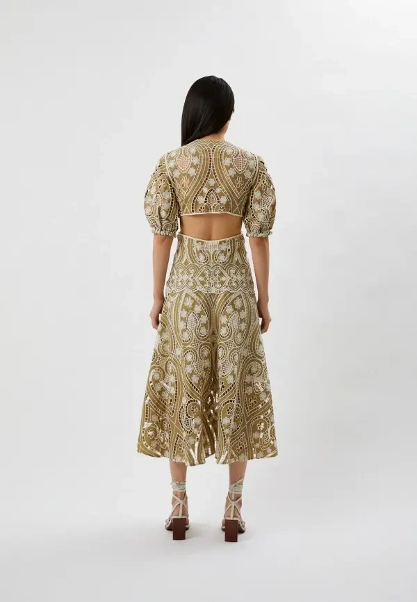 Image for Sandro brown and beige lace dress size 38