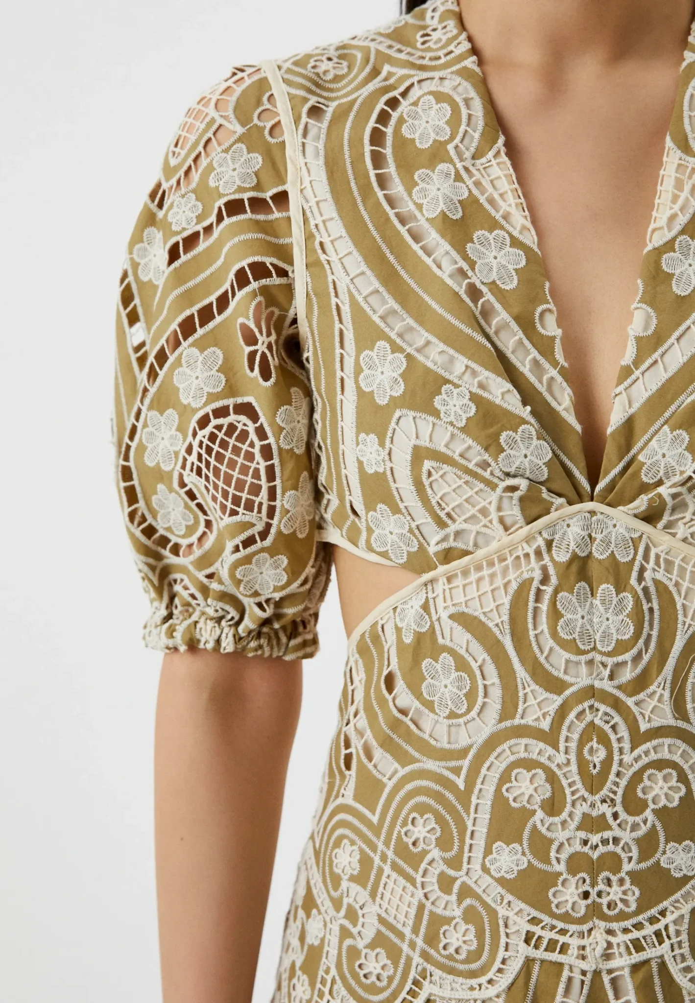 Image for Sandro brown and beige lace dress size 38