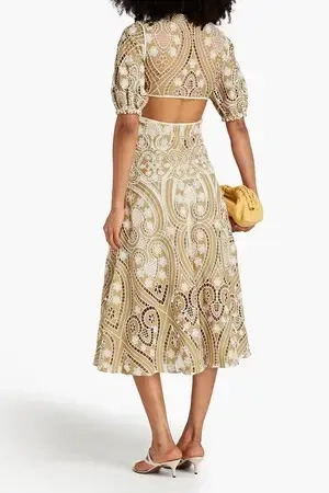 Image for Sandro brown and beige lace dress size 38