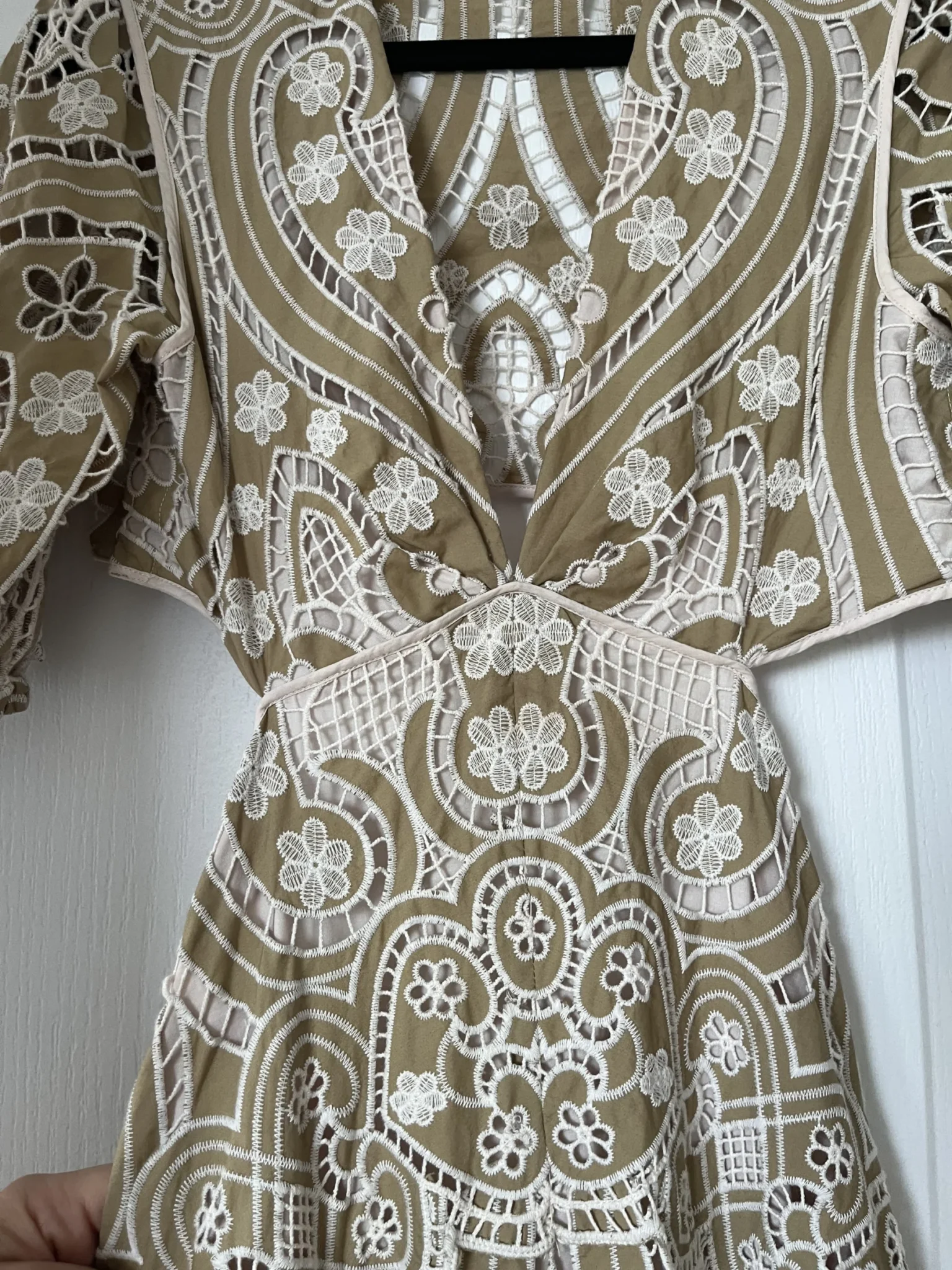 Image for Sandro brown and beige lace dress size 38