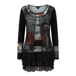 Featured thumbnail for MICHAEL TYLER – Tunique robe courte noire à multiples couches – Taille L