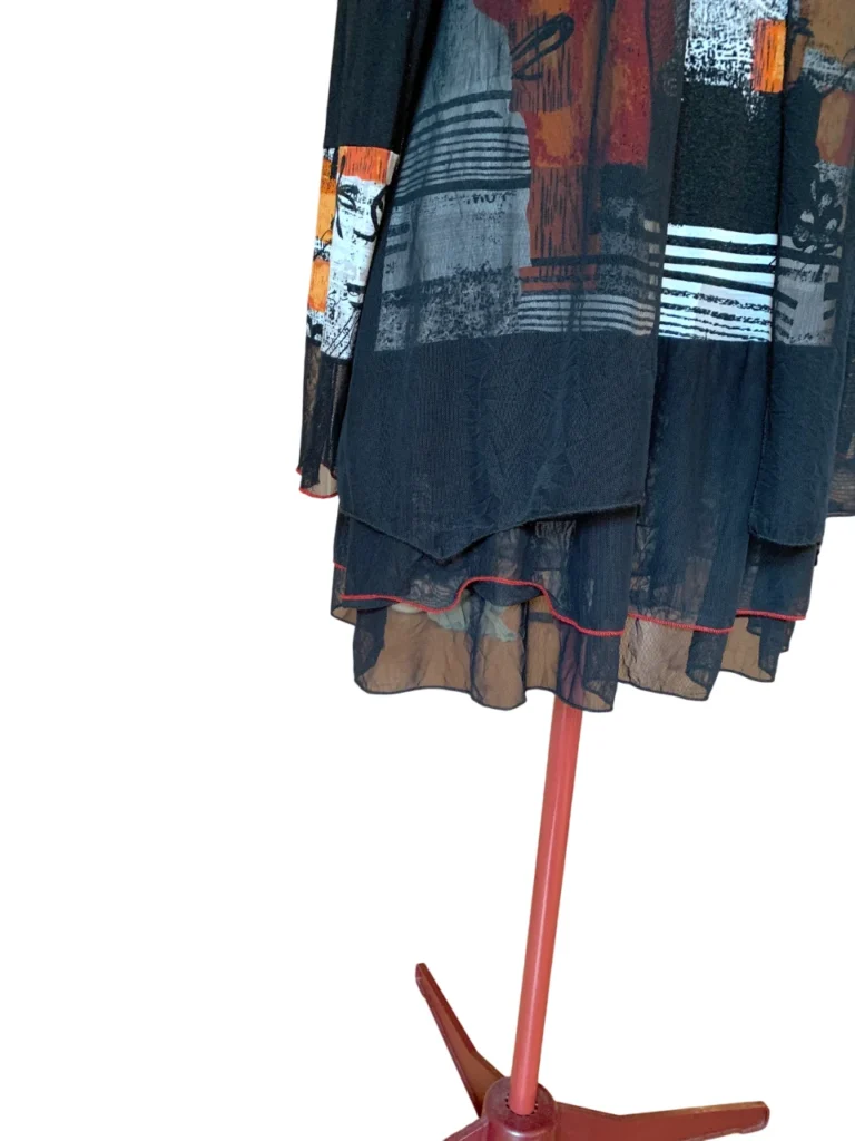 Image for MICHAEL TYLER – Tunique robe courte noire à multiples couches – Taille L