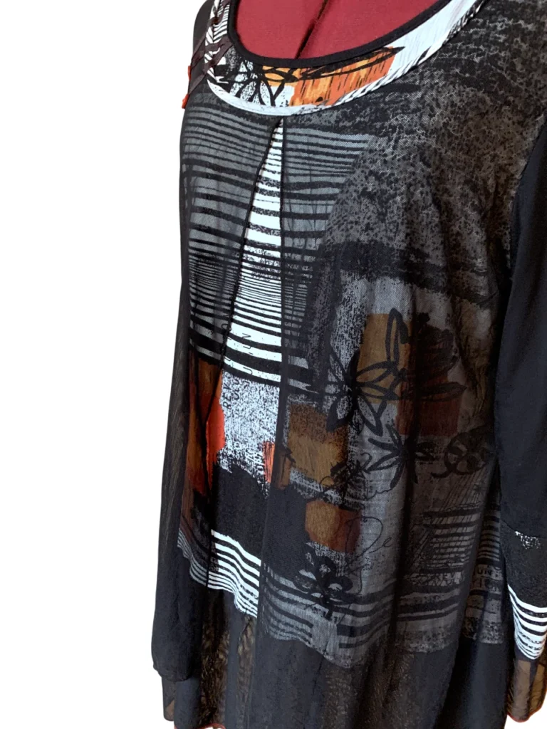 Image for MICHAEL TYLER – Tunique robe courte noire à multiples couches – Taille L