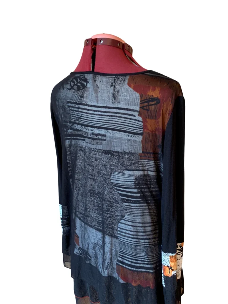 Image for MICHAEL TYLER – Tunique robe courte noire à multiples couches – Taille L