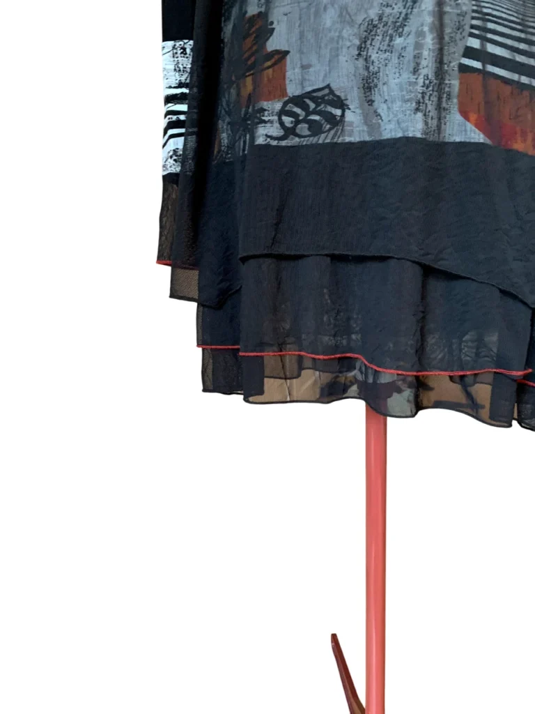 Image for MICHAEL TYLER – Tunique robe courte noire à multiples couches – Taille L