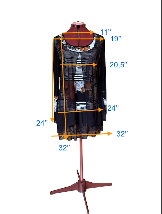 Image for MICHAEL TYLER – Tunique robe courte noire à multiples couches – Taille L