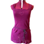 Thumbnail for Kersh – Tunique sans manches en lin bordeaux semi-transparente avec lien corde – Taille M