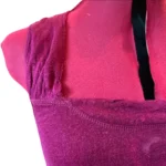 Thumbnail for Kersh – Tunique sans manches en lin bordeaux semi-transparente avec lien corde – Taille M