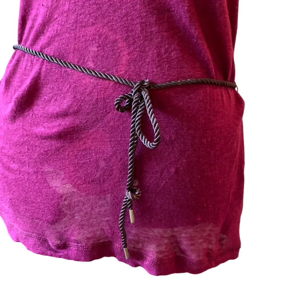 Image for Kersh – Tunique sans manches en lin bordeaux semi-transparente avec lien corde – Taille M