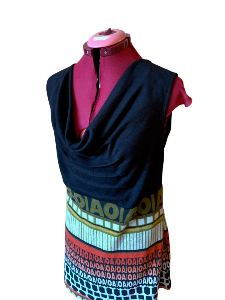 Image for Marie Claire – Robe / tunique sans manches à motif noir et orange – Taille M