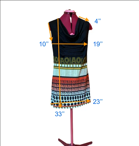 Image for Marie Claire – Robe / tunique sans manches à motif noir et orange – Taille M