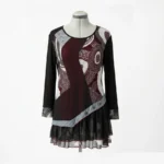 Featured thumbnail for Kaktus – Tunique / robe noire à manches longues avec superposition et motif abstrait – Taille S