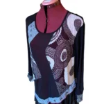 Thumbnail for Kaktus – Tunique / robe noire à manches longues avec superposition et motif abstrait – Taille S