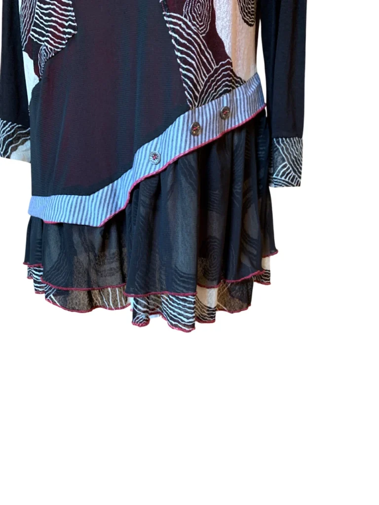 Image for Kaktus – Tunique / robe noire à manches longues avec superposition et motif abstrait – Taille S