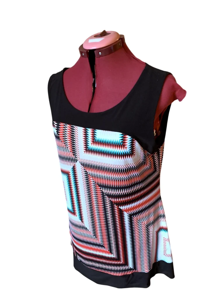 Image for San Francisco – Tunique sans manches vintage à motif géométrique – Taille XL