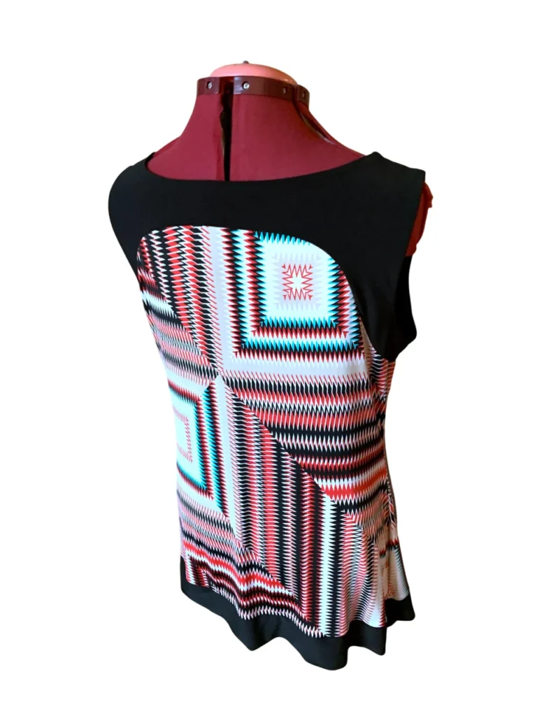 Image for San Francisco – Tunique sans manches vintage à motif géométrique – Taille XL