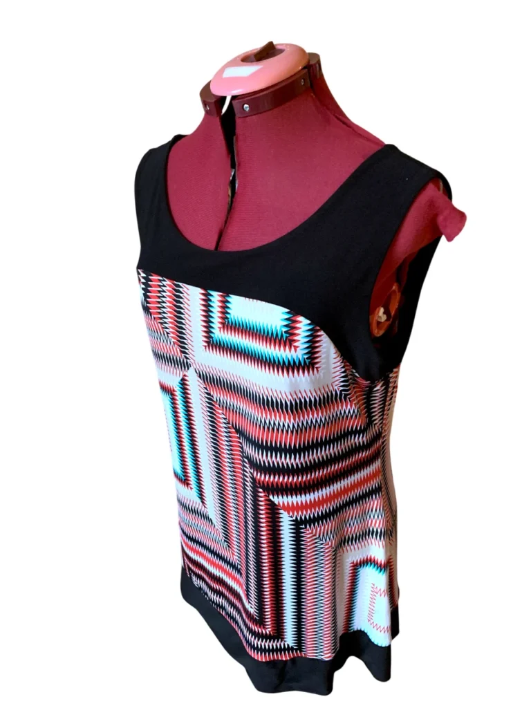 Image for San Francisco – Tunique sans manches vintage à motif géométrique – Taille XL