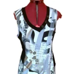 Thumbnail for Marie Claire – Top Tunique  sans manches à motif abstrait noir et blanc – Taille XL
