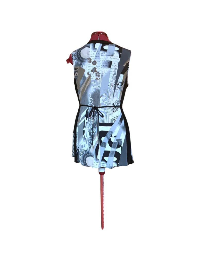 Image for Marie Claire – Top Tunique  sans manches à motif abstrait noir et blanc – Taille XL