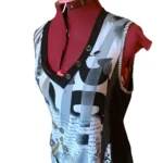 Thumbnail for Marie Claire – Top Tunique  sans manches à motif abstrait noir et blanc – Taille XL