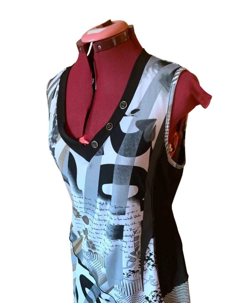 Image for Marie Claire – Top Tunique  sans manches à motif abstrait noir et blanc – Taille XL