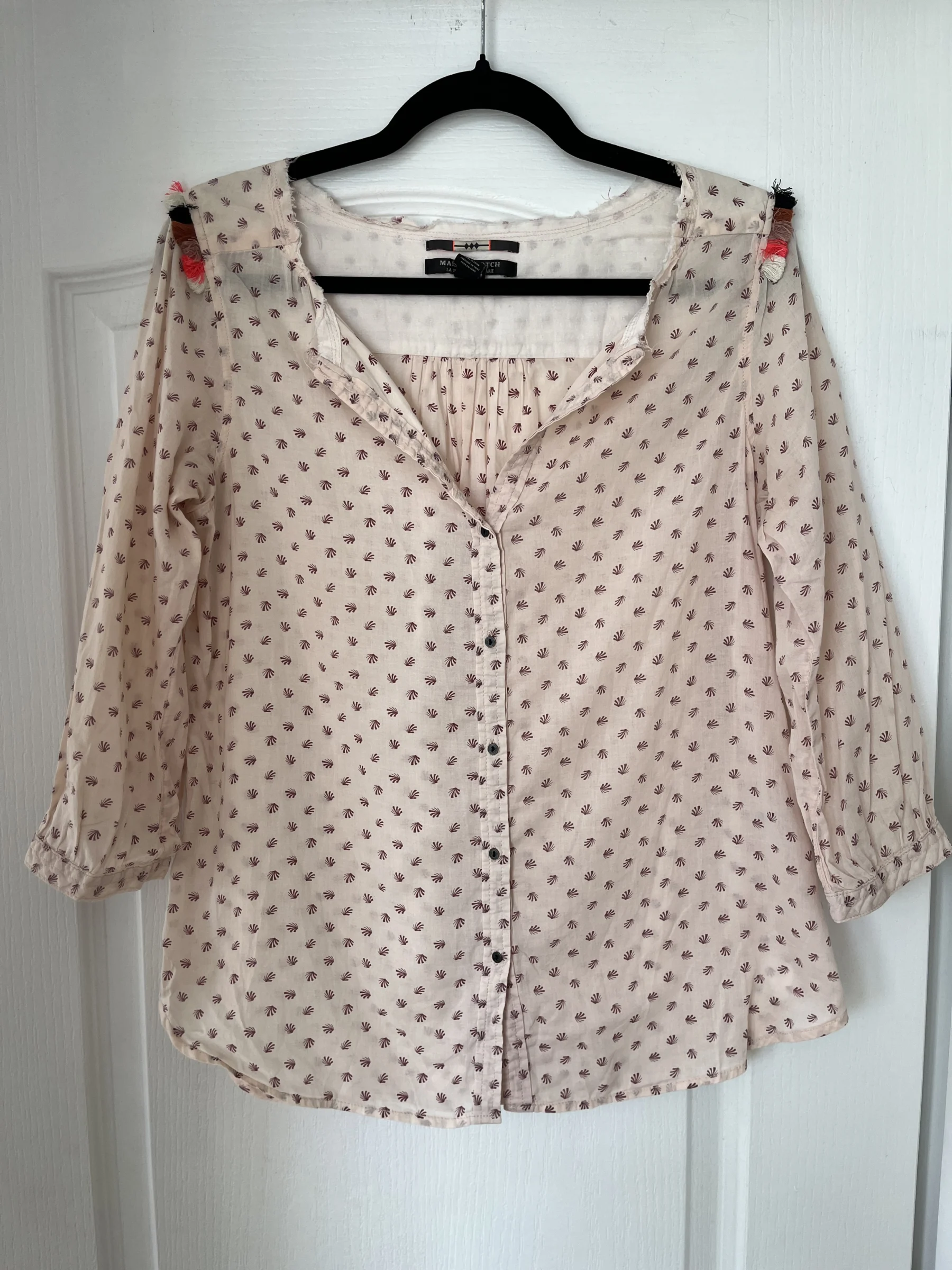 Chemise Maison Scotch rose pale taille 2 à motifs Maison Scotch seconde main