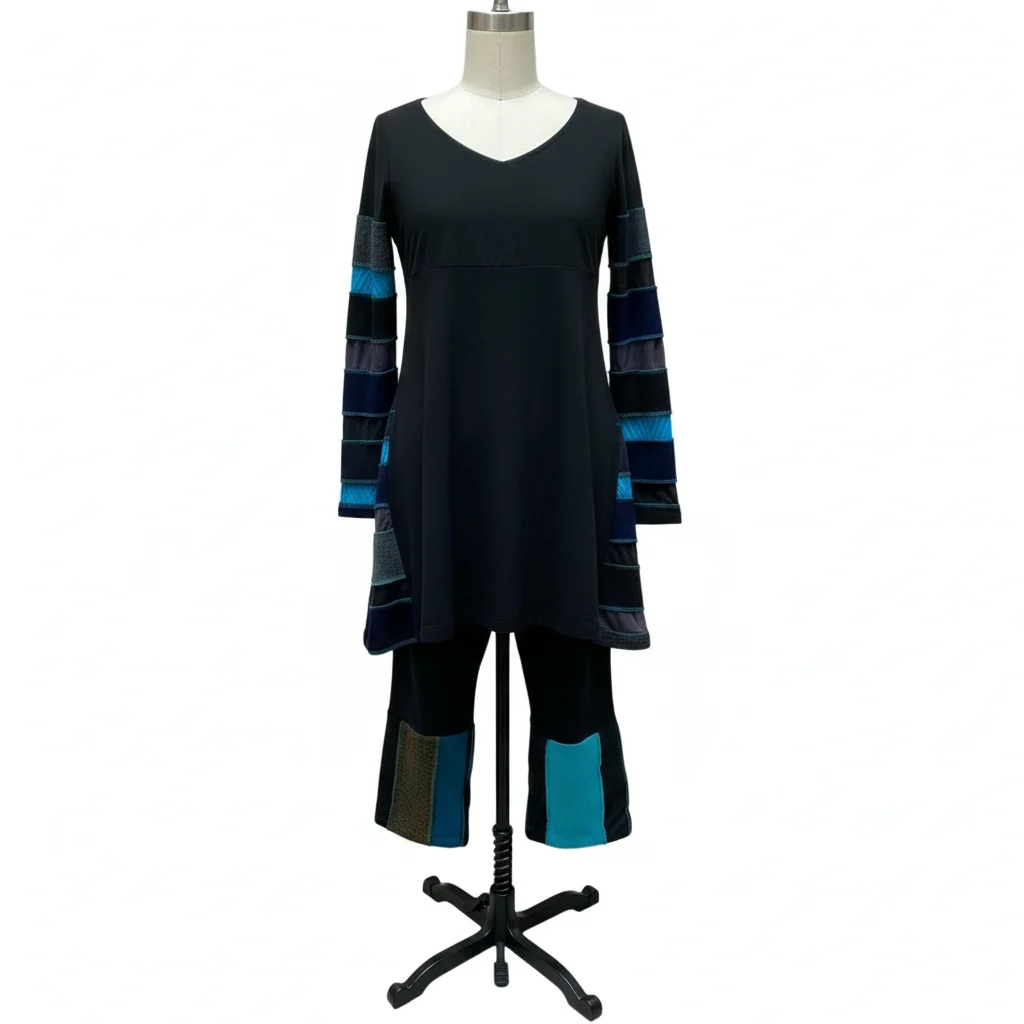 Myco Anna – Ensemble tunique noire et capri assorti – Taille 3 (M/L) Myco Anna seconde main