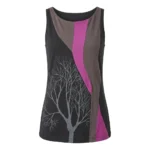 Featured thumbnail for Eve Lavoie – Robe tunique courte noire à imprimé arbres rose et gris – Taille M