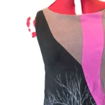 Thumbnail for Eve Lavoie – Robe tunique courte noire à imprimé arbres rose et gris – Taille M