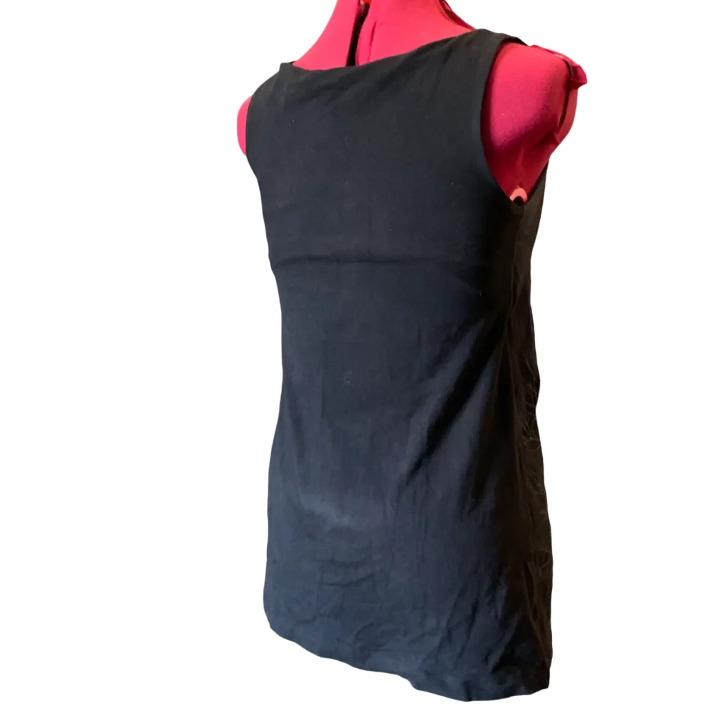Image for Eve Lavoie – Robe tunique courte noire à imprimé arbres rose et gris – Taille M