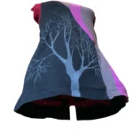 Thumbnail for Eve Lavoie – Robe tunique courte noire à imprimé arbres rose et gris – Taille M