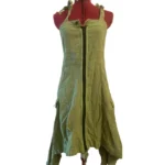 Featured thumbnail for Iguane Création – Robe midi bohème verte en lin transformable – Taille 2