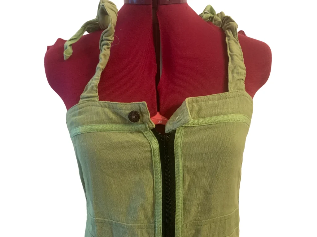 Image for Iguane Création – Robe midi bohème verte en lin transformable – Taille 2