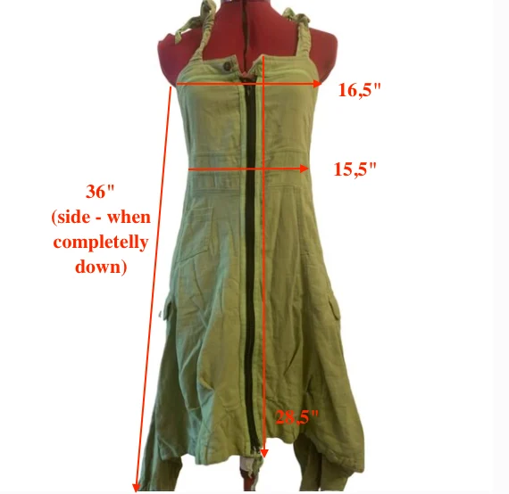 Image for Iguane Création – Robe midi bohème verte en lin transformable – Taille 2