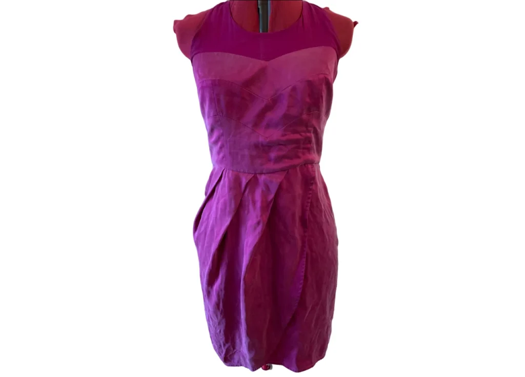 Featured image for Maison – Robe courte rose en soie effet plissé – Taille L