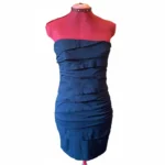 Featured thumbnail for Velvet by Graham & Spencer - Dark Navy Strapless Tube Ruched Dress – Size M