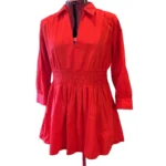 Featured thumbnail for ZARA – Robe courte rouge foncé à manches longues avec col chemise (taille XL)