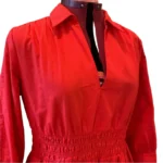 Thumbnail for ZARA – Robe courte rouge foncé à manches longues avec col chemise (taille XL)