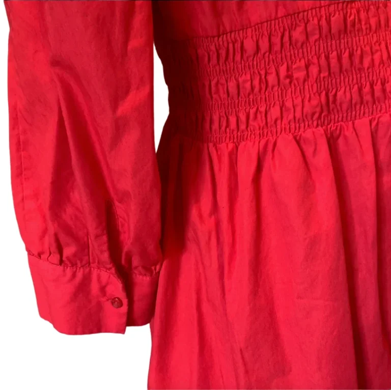 Image for ZARA – Robe courte rouge foncé à manches longues avec col chemise (taille XL)