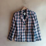 Thumbnail for Blazer à carreaux en coton style vintage