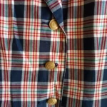 Thumbnail for Blazer à carreaux en coton style vintage