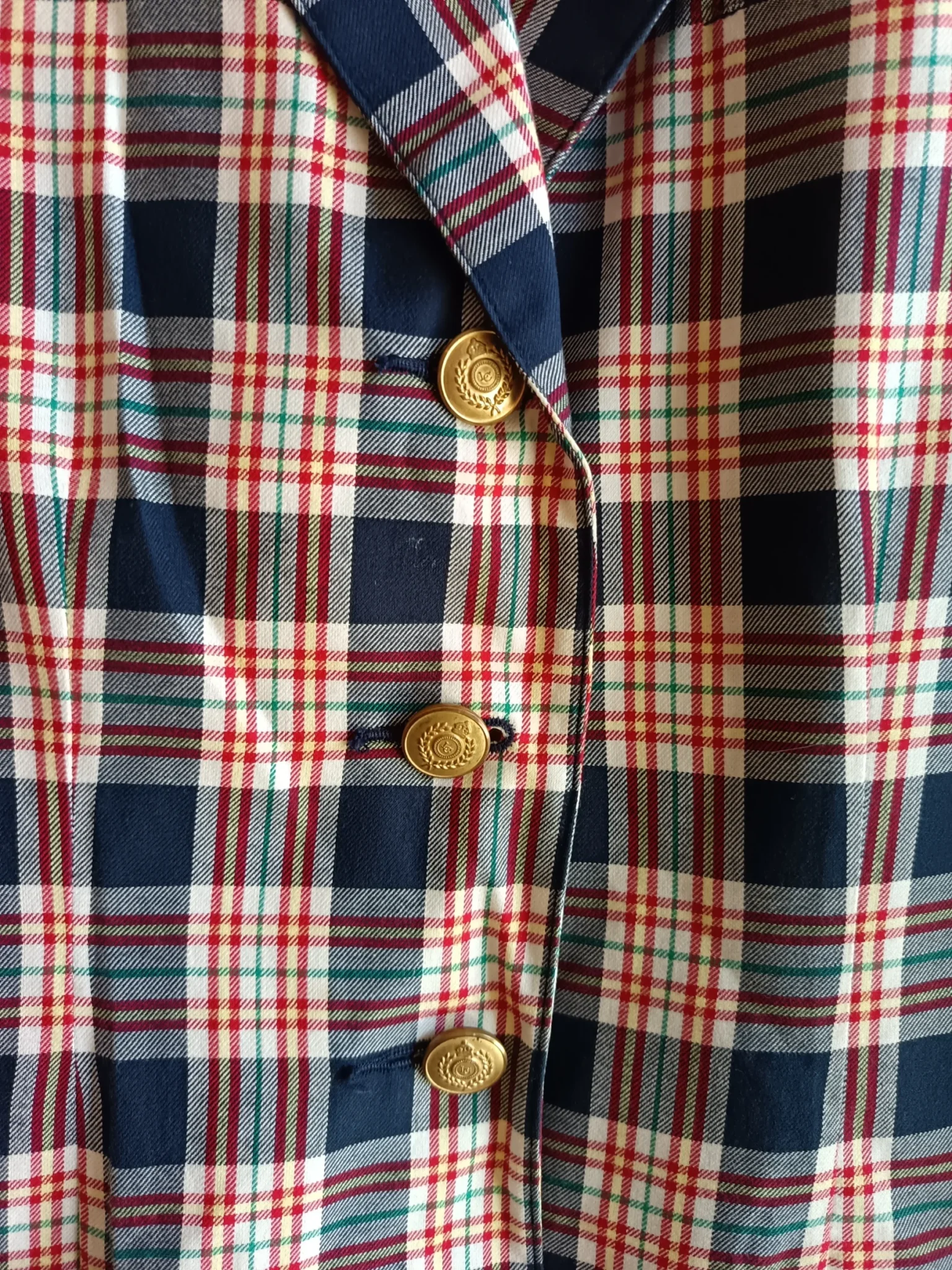 Image for Blazer à carreaux en coton style vintage