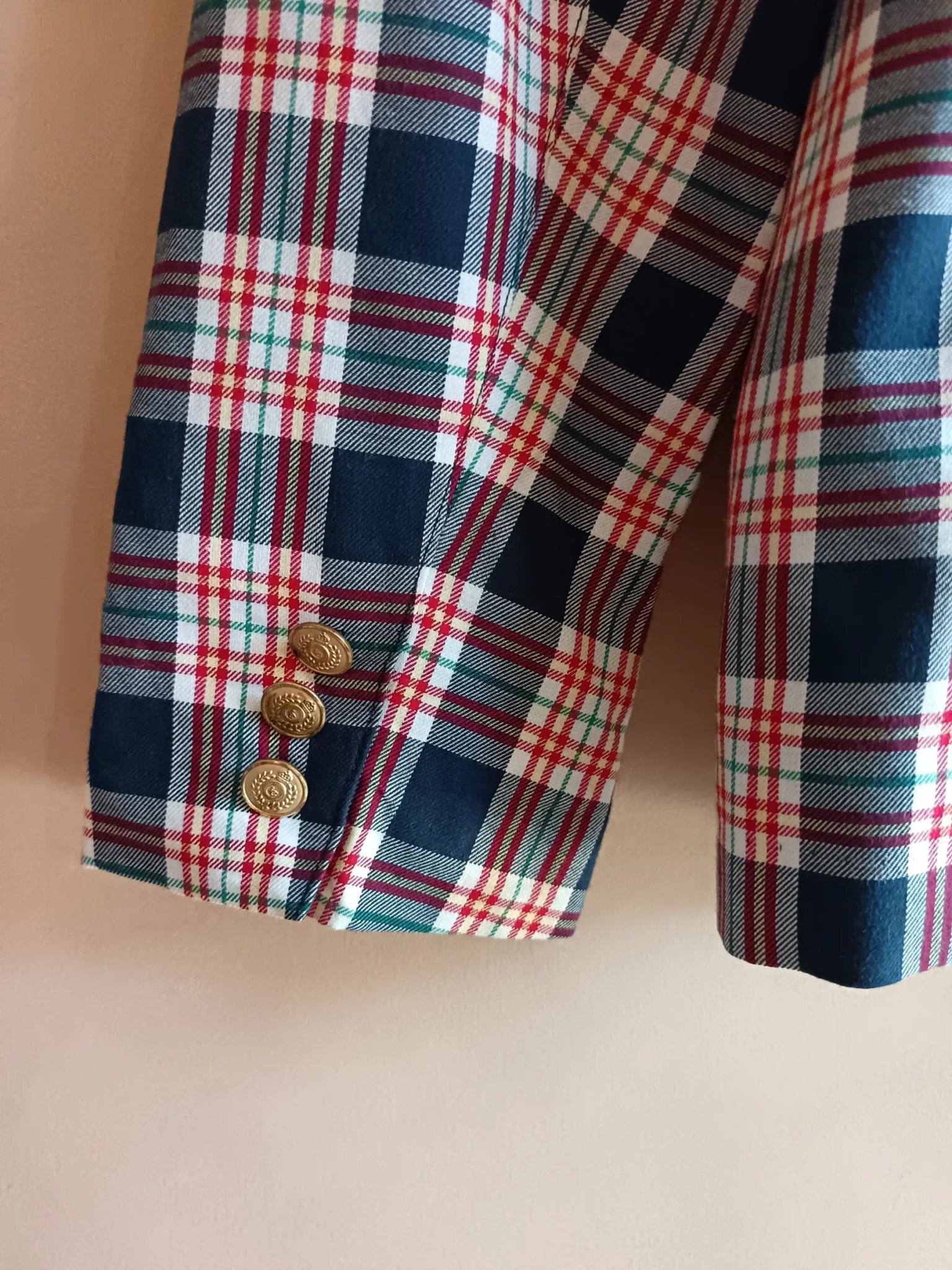 Image for Blazer à carreaux en coton style vintage