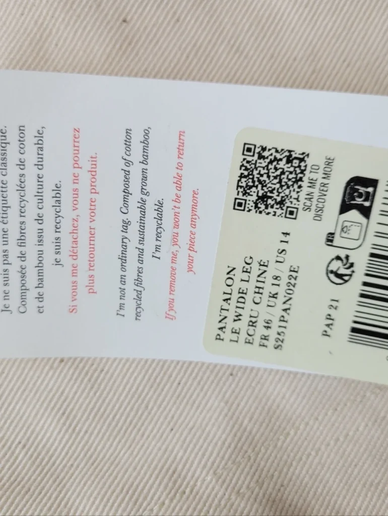 Image for Sézane "Le wide Leg" pantalon écru chiné neuf avec étiquette, taille 46 / US 14